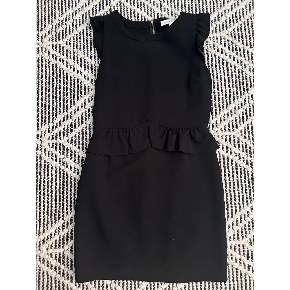 Sandro Black 'resonance' Ruffle Sheath Dress In Noir Mini Dress, 2